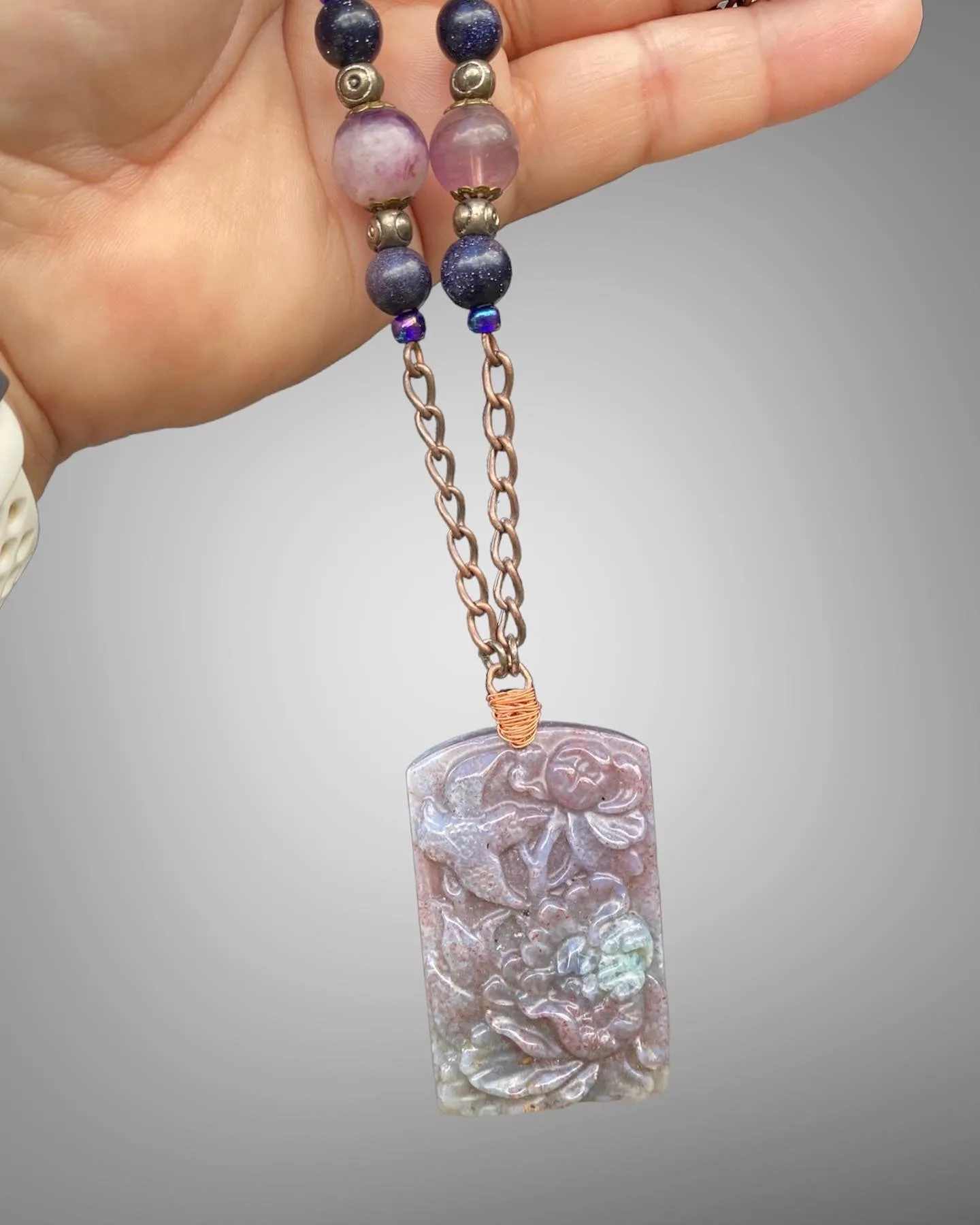 Ruby in Kyanite Carved Necklace