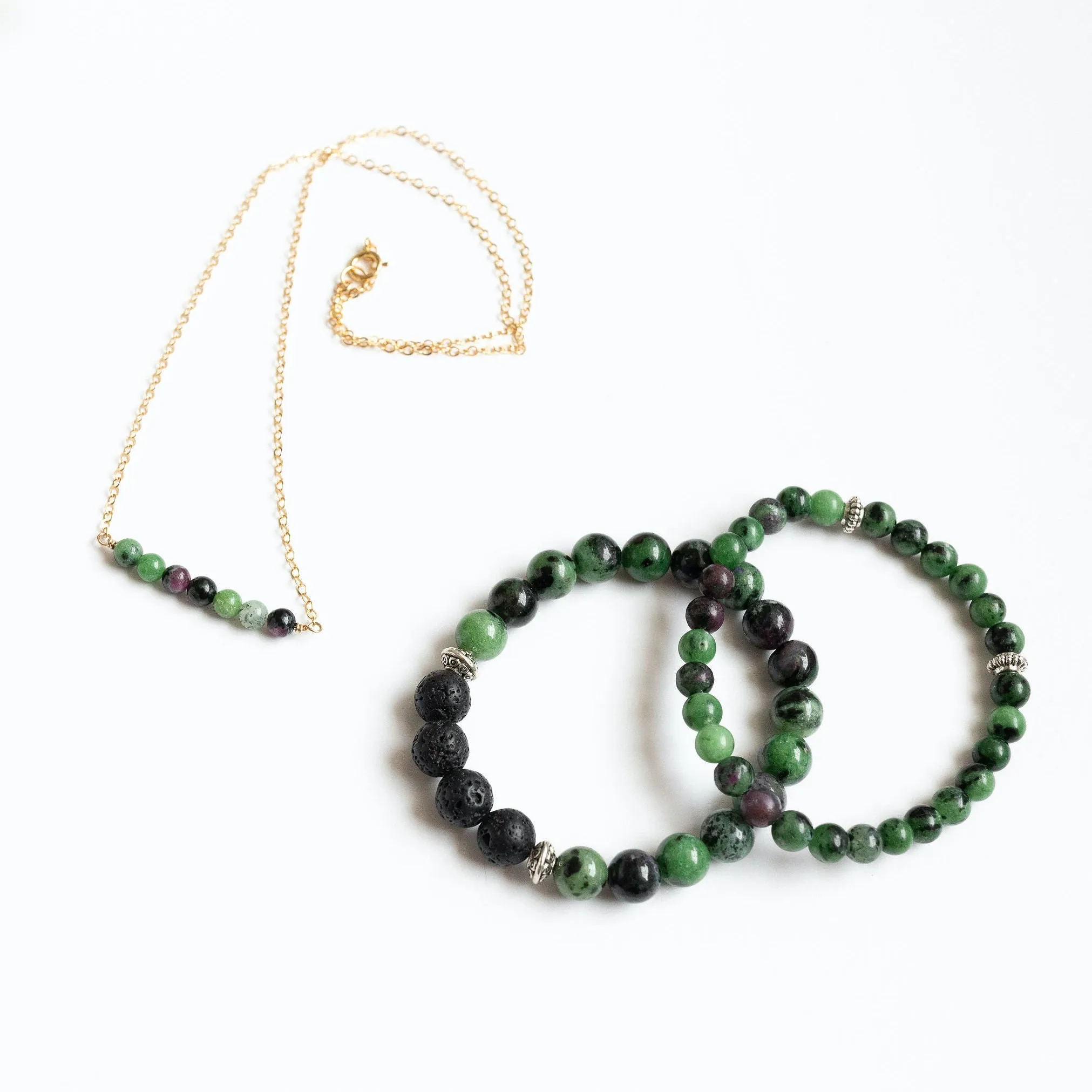 Ruby in Zoisite Bar Necklace