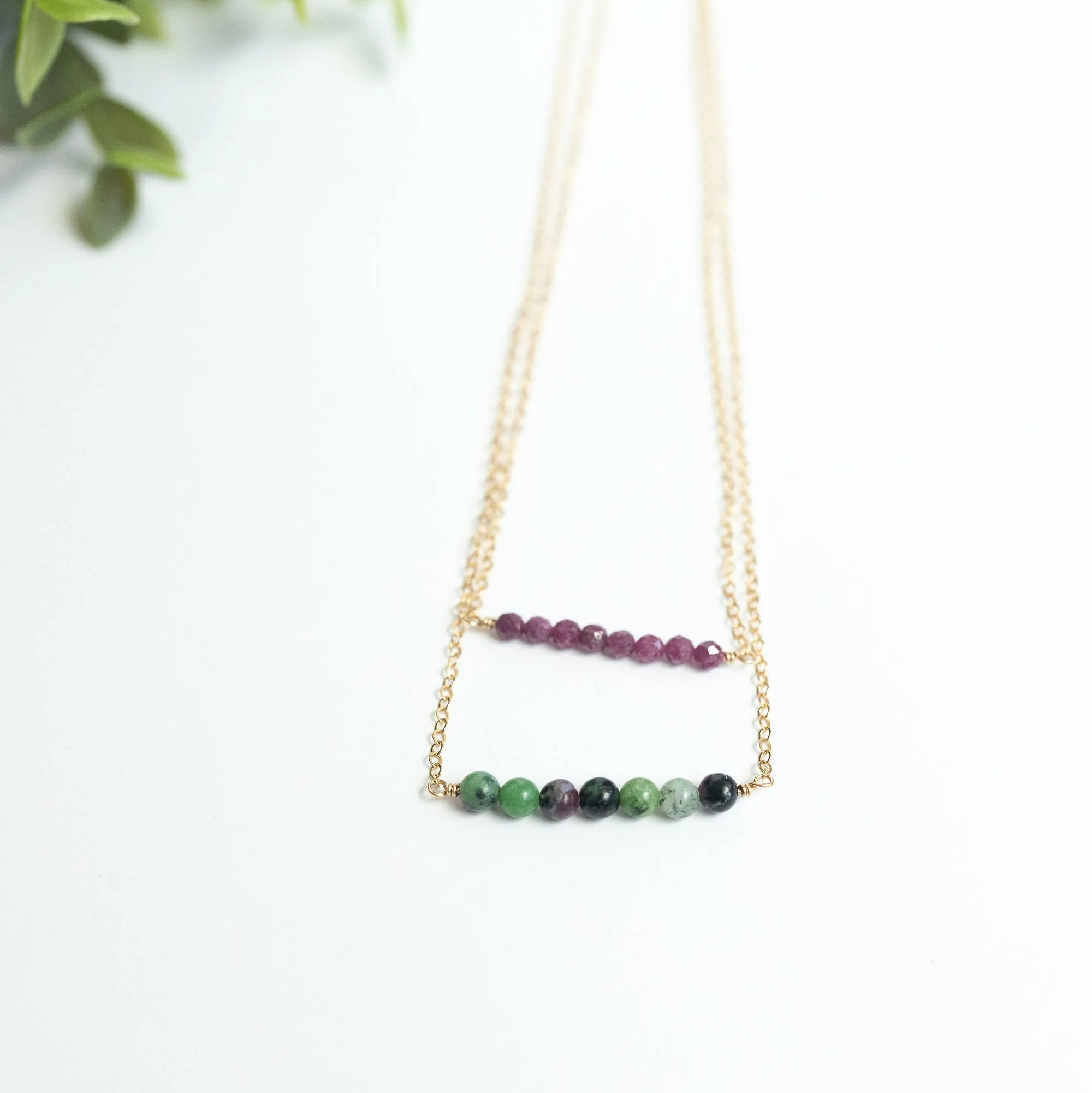 Ruby in Zoisite Bar Necklace
