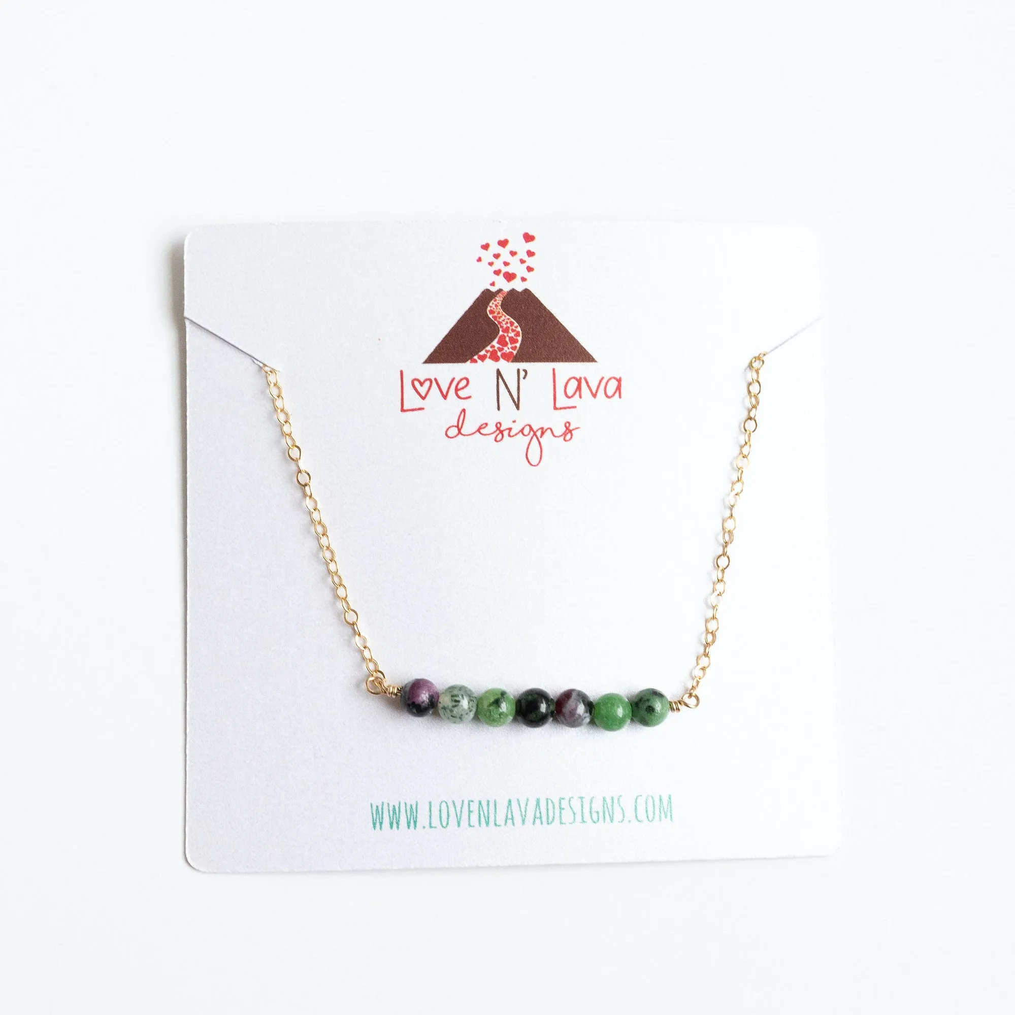Ruby in Zoisite Bar Necklace