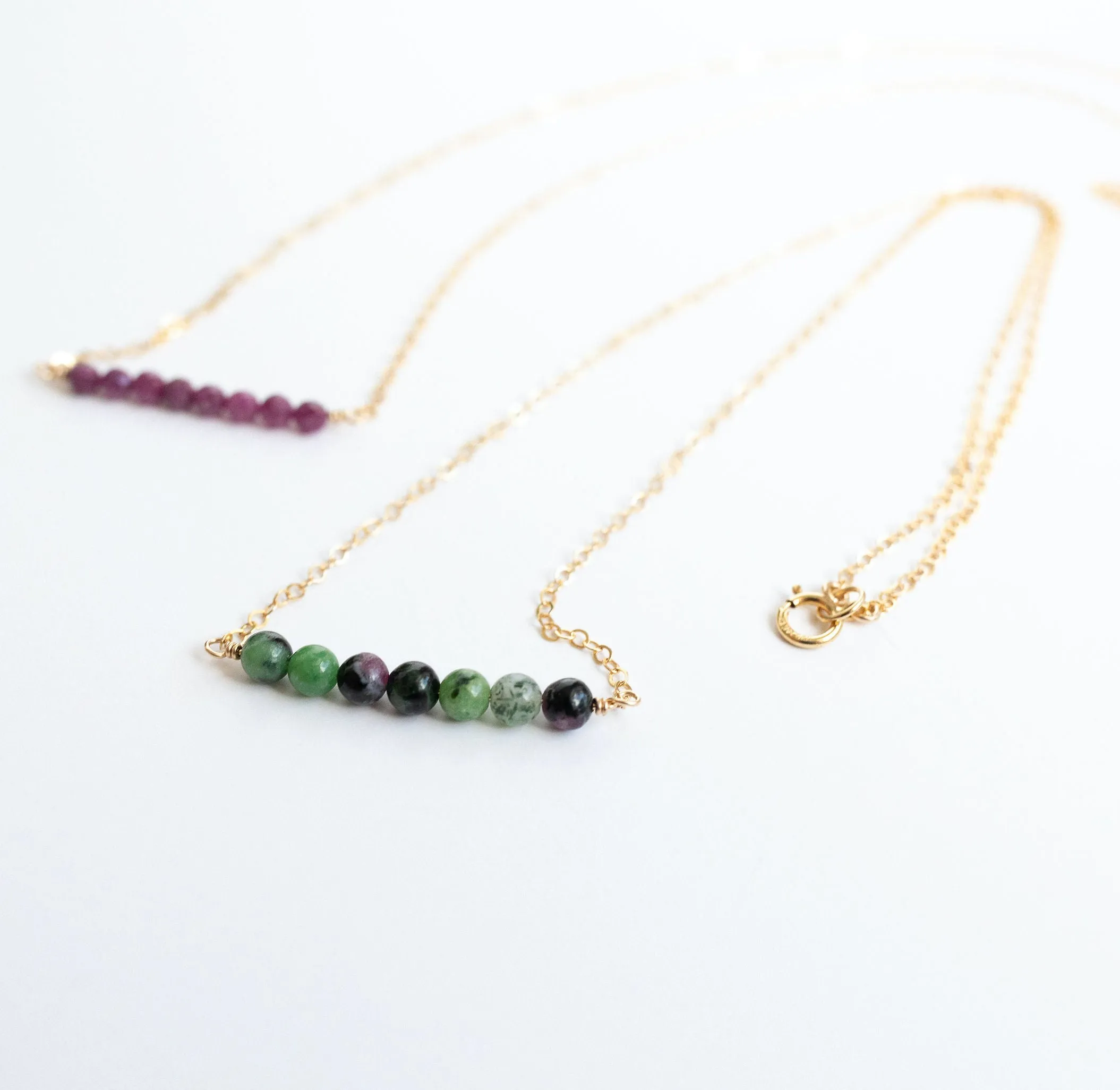 Ruby in Zoisite Bar Necklace