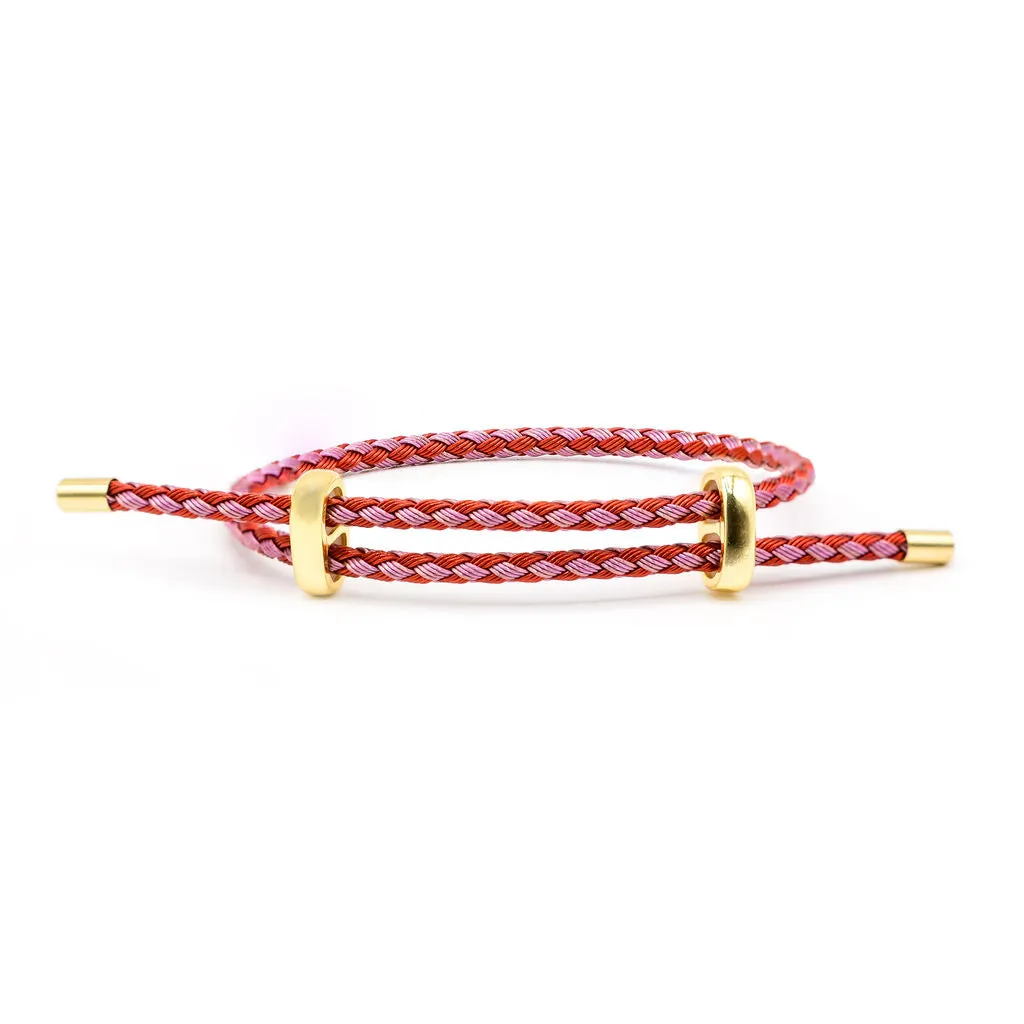 Scarlet & lavender cable bracelet