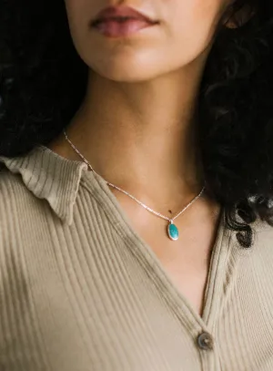 Seed Token Necklace - Cumpas Sterling Silver   Turquoise