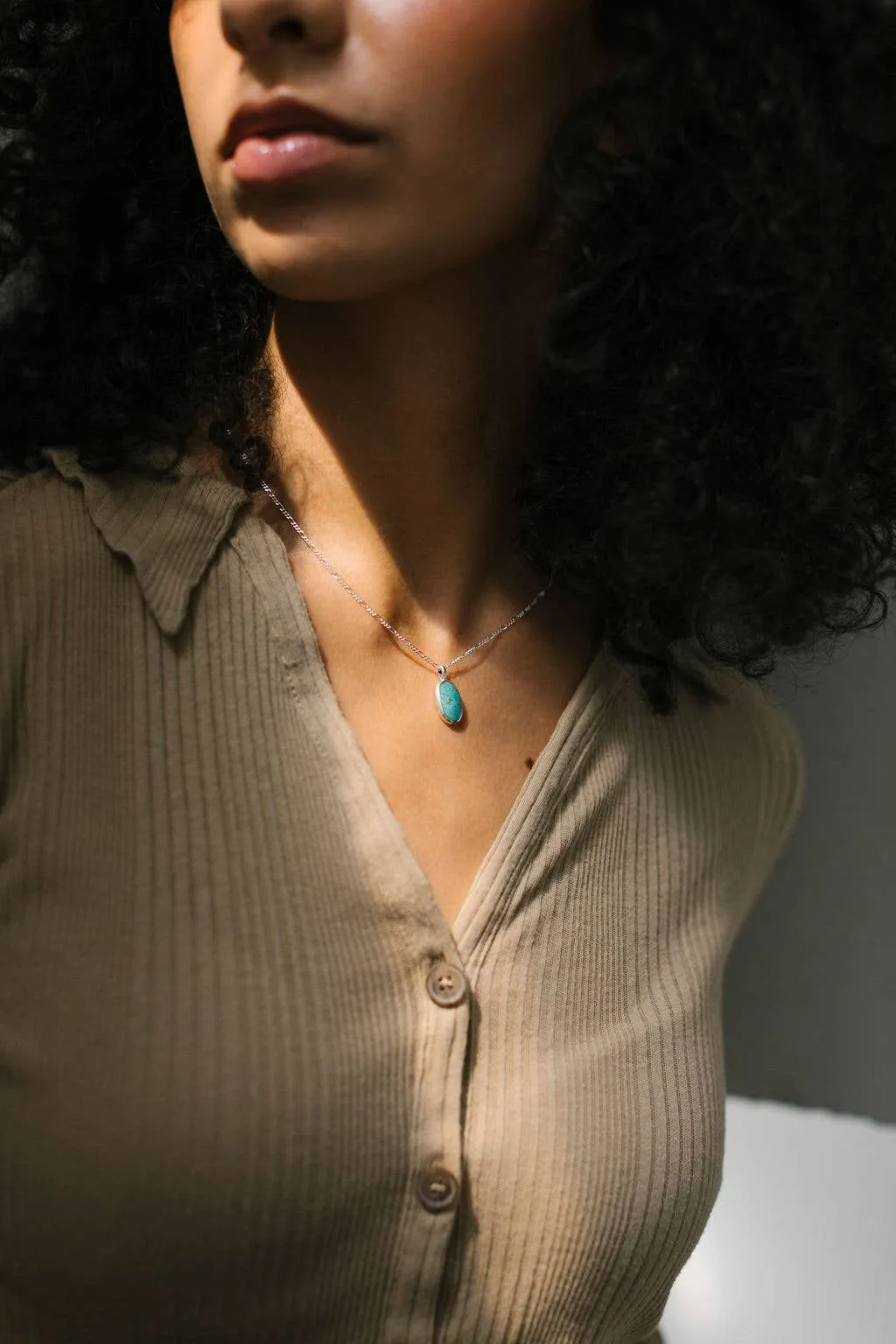 Seed Token Necklace - Cumpas Sterling Silver   Turquoise