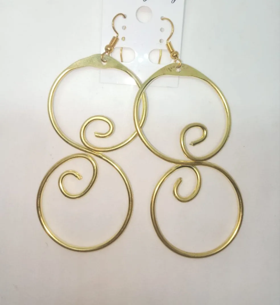 Sherehe brass dangle hook Gold Earrings