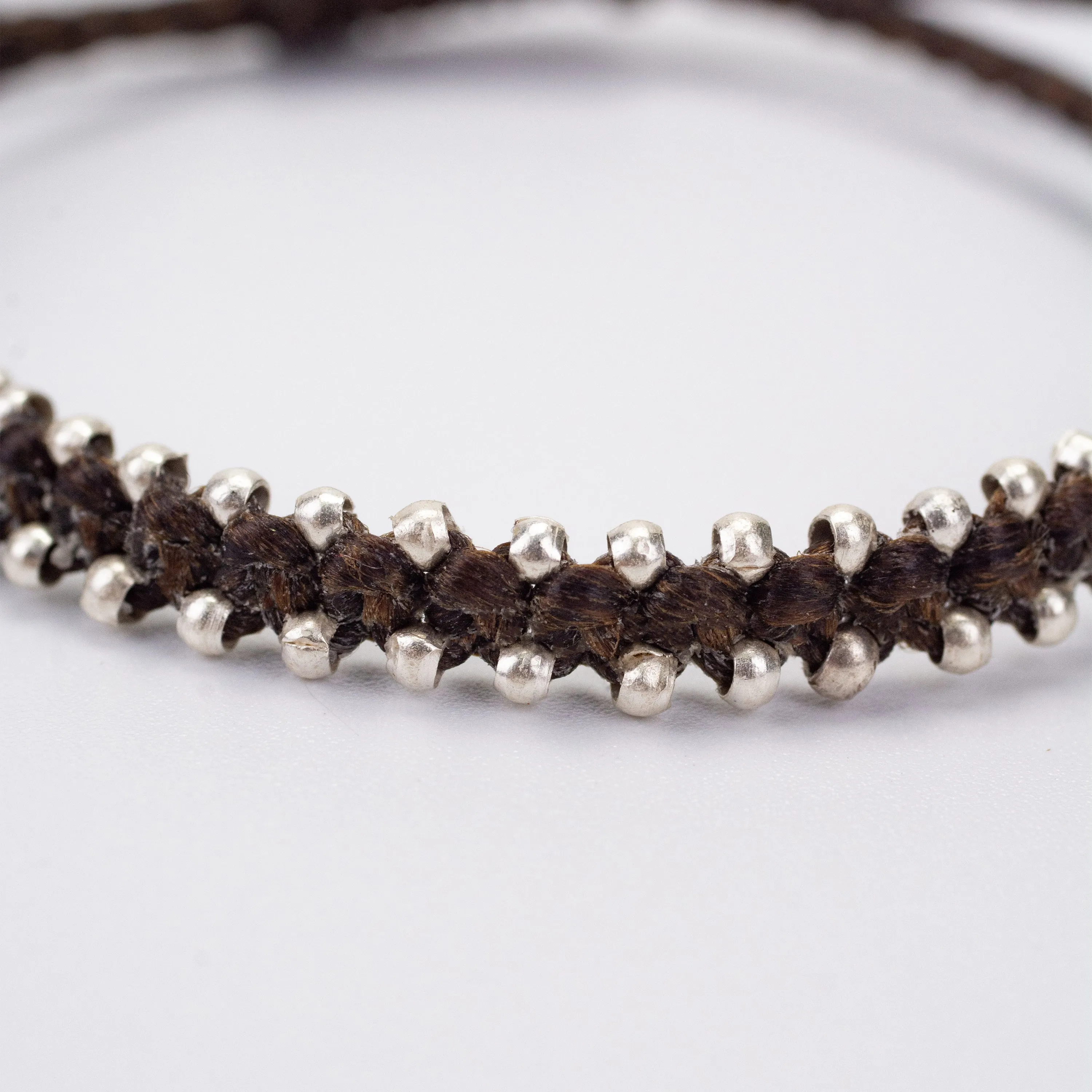 Silver Beads Bracelet in Brown