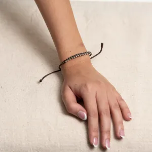Silver Beads Bracelet in Brown