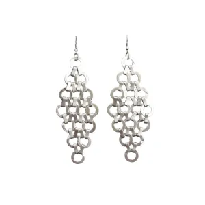 Silver Circles Link Dangle Earrings