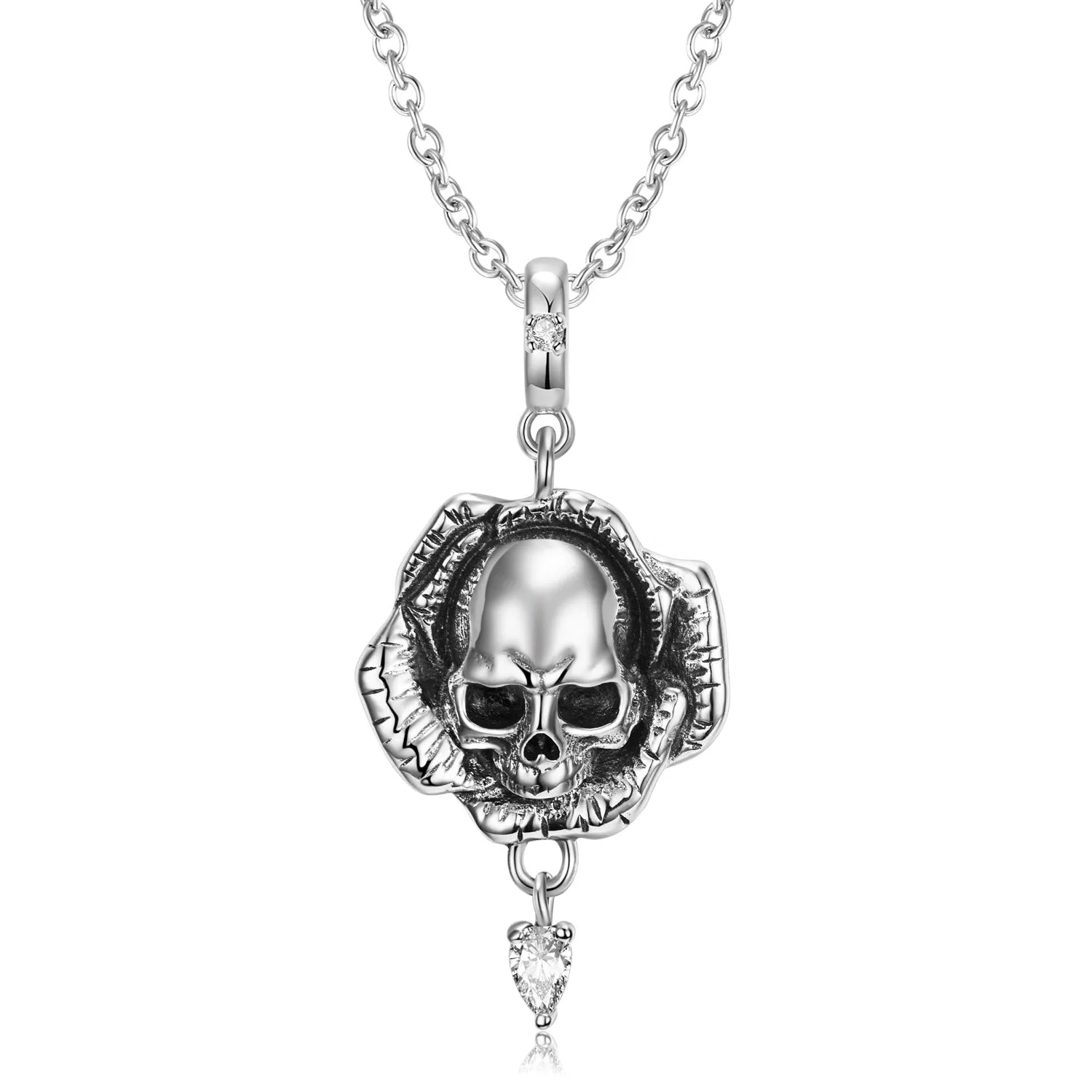 Skull Flower Pendant - Sterling Silver S925 by The Nevermore