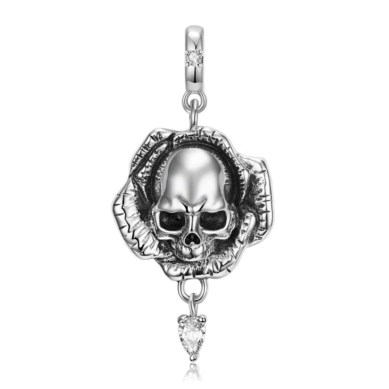 Skull Flower Pendant - Sterling Silver S925 by The Nevermore