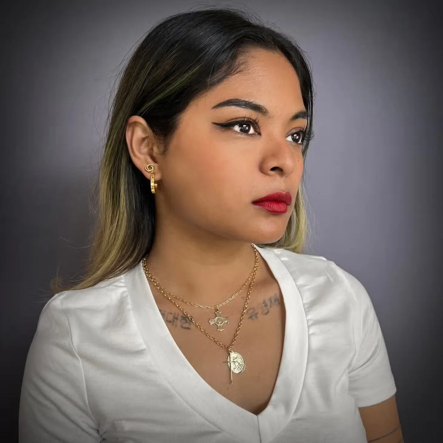 Small Gold Cross Necklace, Minimal Brass Jewelry, St. Anne, Women's Girl's Catholic Necklace,