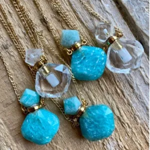 Small Green Amazonite Crystal Diffuser Necklace