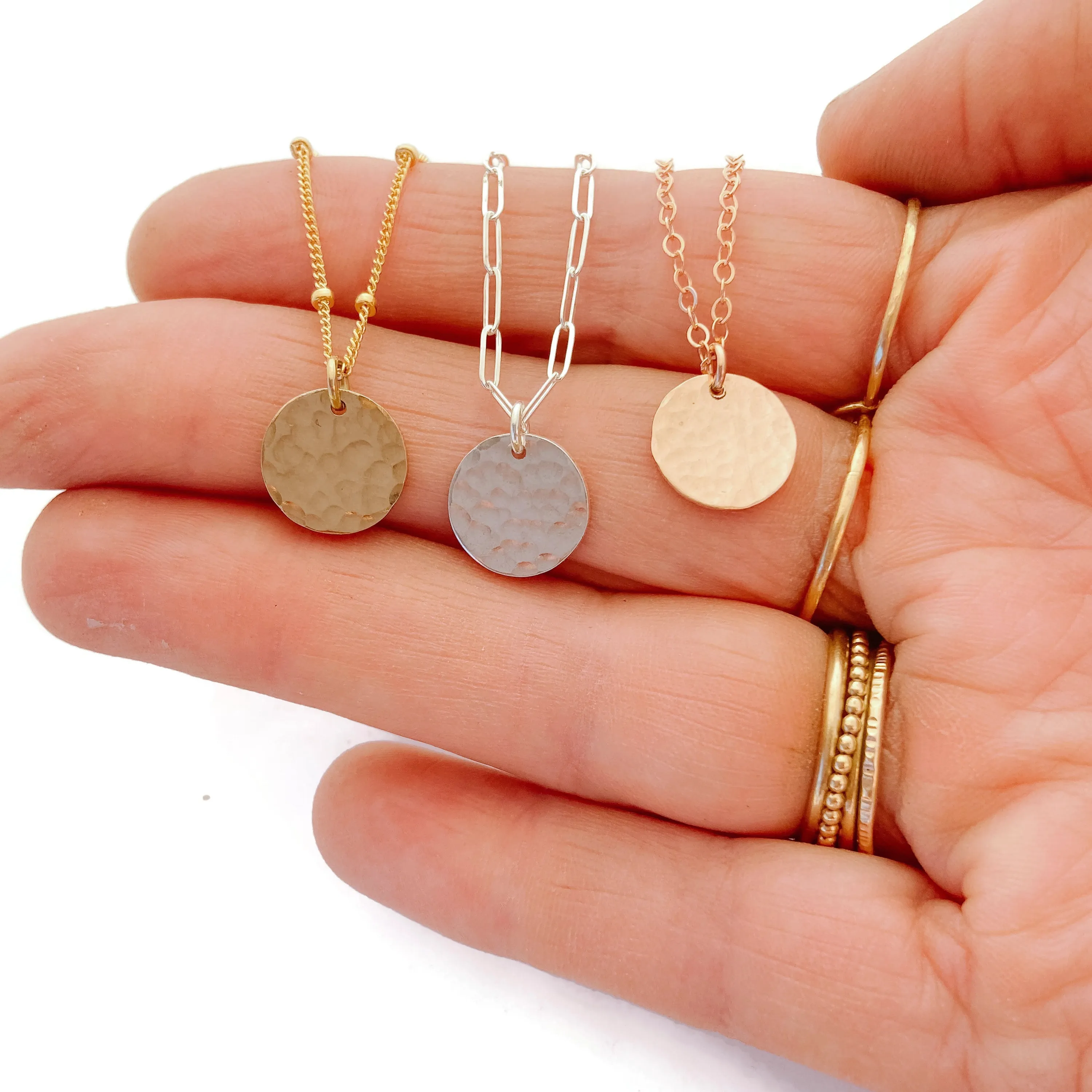 Small Hammered Disc Necklace