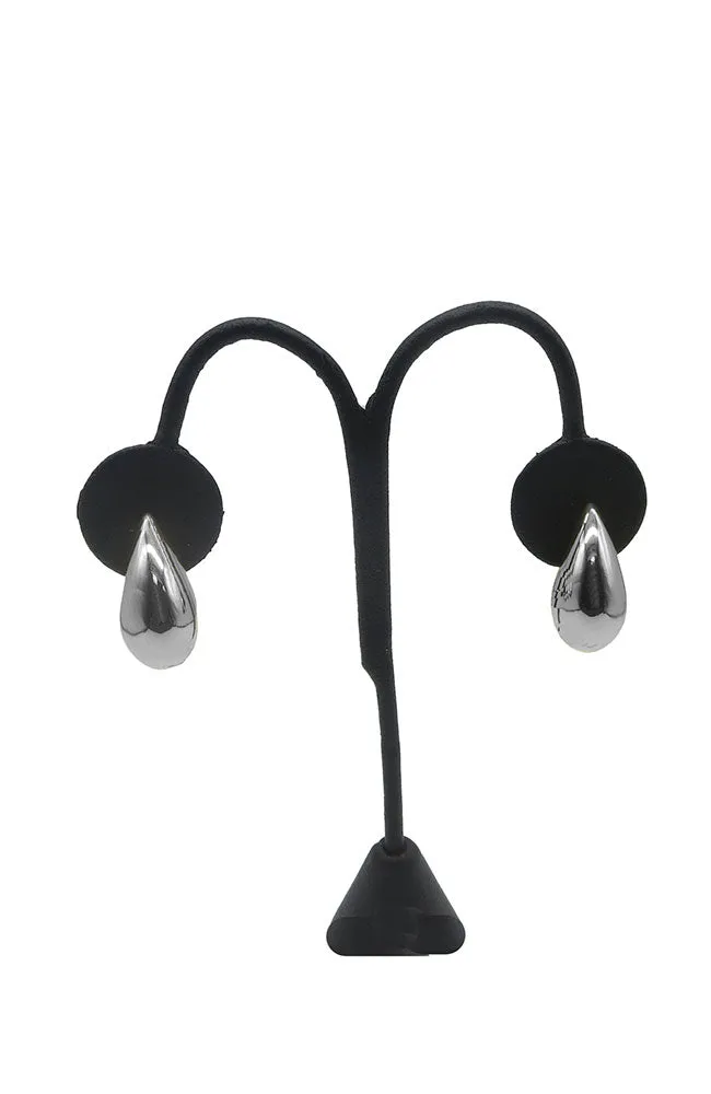 Small Silver Puffy Teardrop Earrings