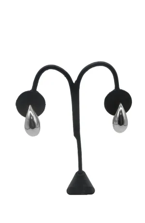 Small Silver Puffy Teardrop Earrings