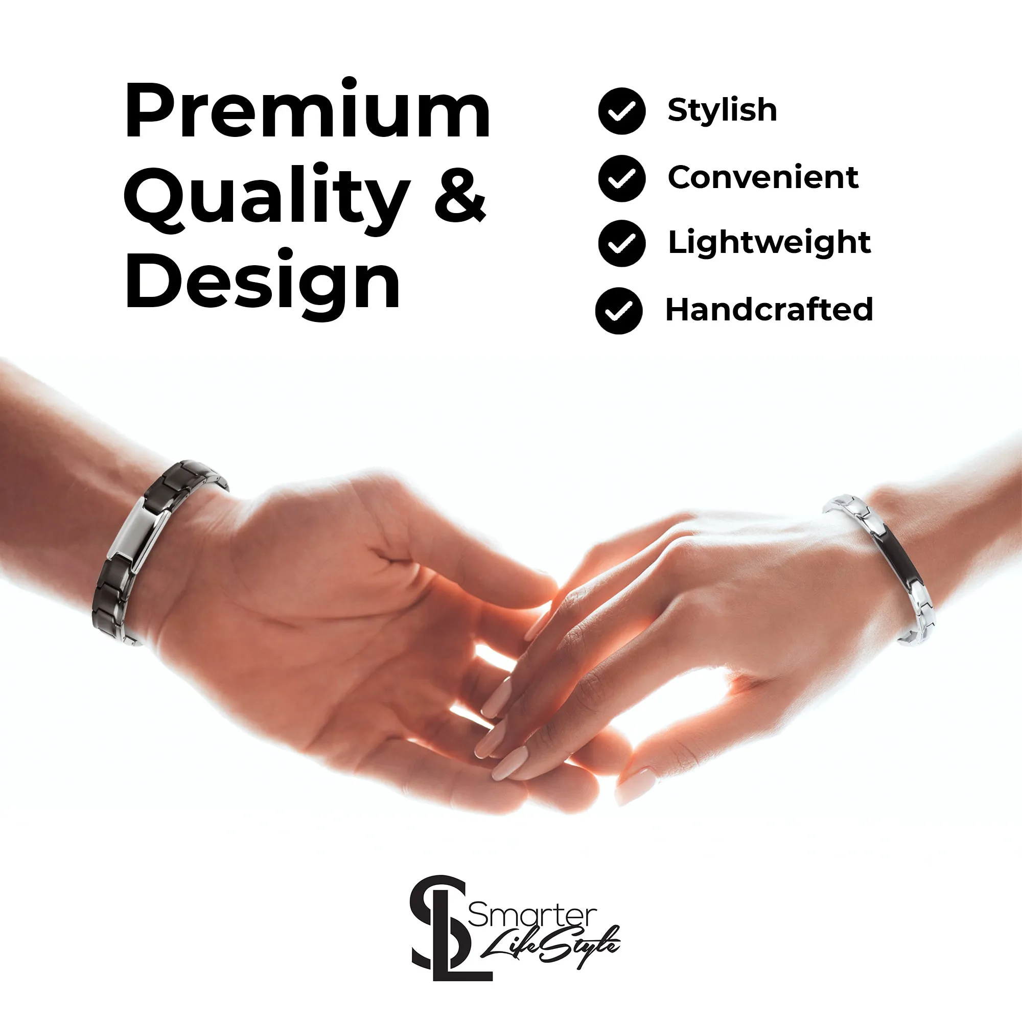 Smarter LifeStyle Elegant Couples His and Hers Distance Bracelets, Surgical Grade Steel (Single Bracelet, Hers/Women's)