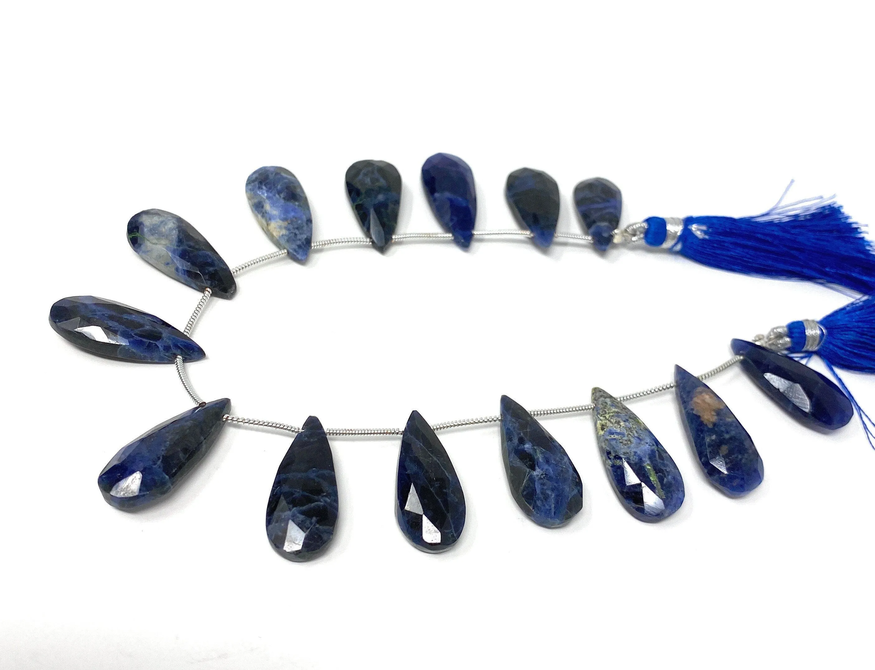 Sodalite Gemstone Beads, Sodalite Faceted Pear Briolette Beads, Jewelry Supplies, 22mm -29mm , 8"Strand/ 12-13 Pcs