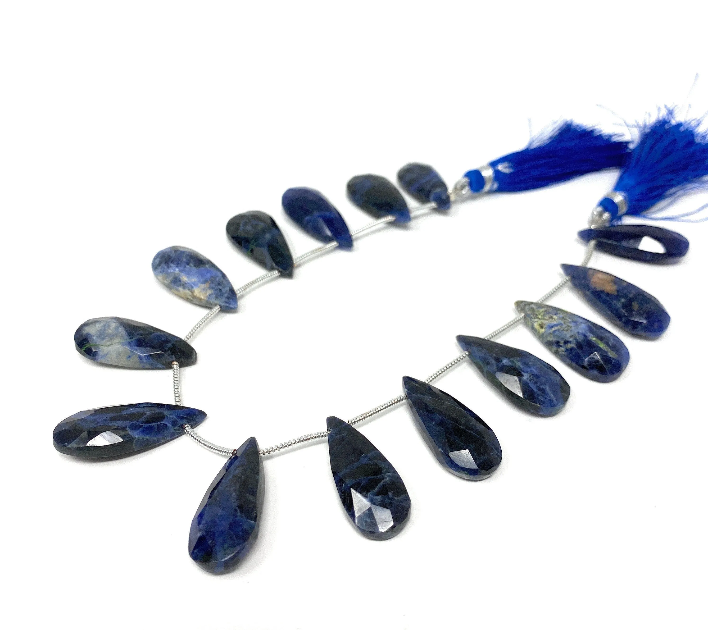 Sodalite Gemstone Beads, Sodalite Faceted Pear Briolette Beads, Jewelry Supplies, 22mm -29mm , 8"Strand/ 12-13 Pcs