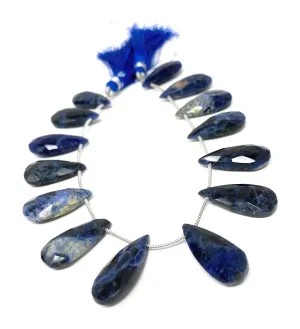 Sodalite Gemstone Beads, Sodalite Faceted Pear Briolette Beads, Jewelry Supplies, 22mm -29mm , 8"Strand/ 12-13 Pcs