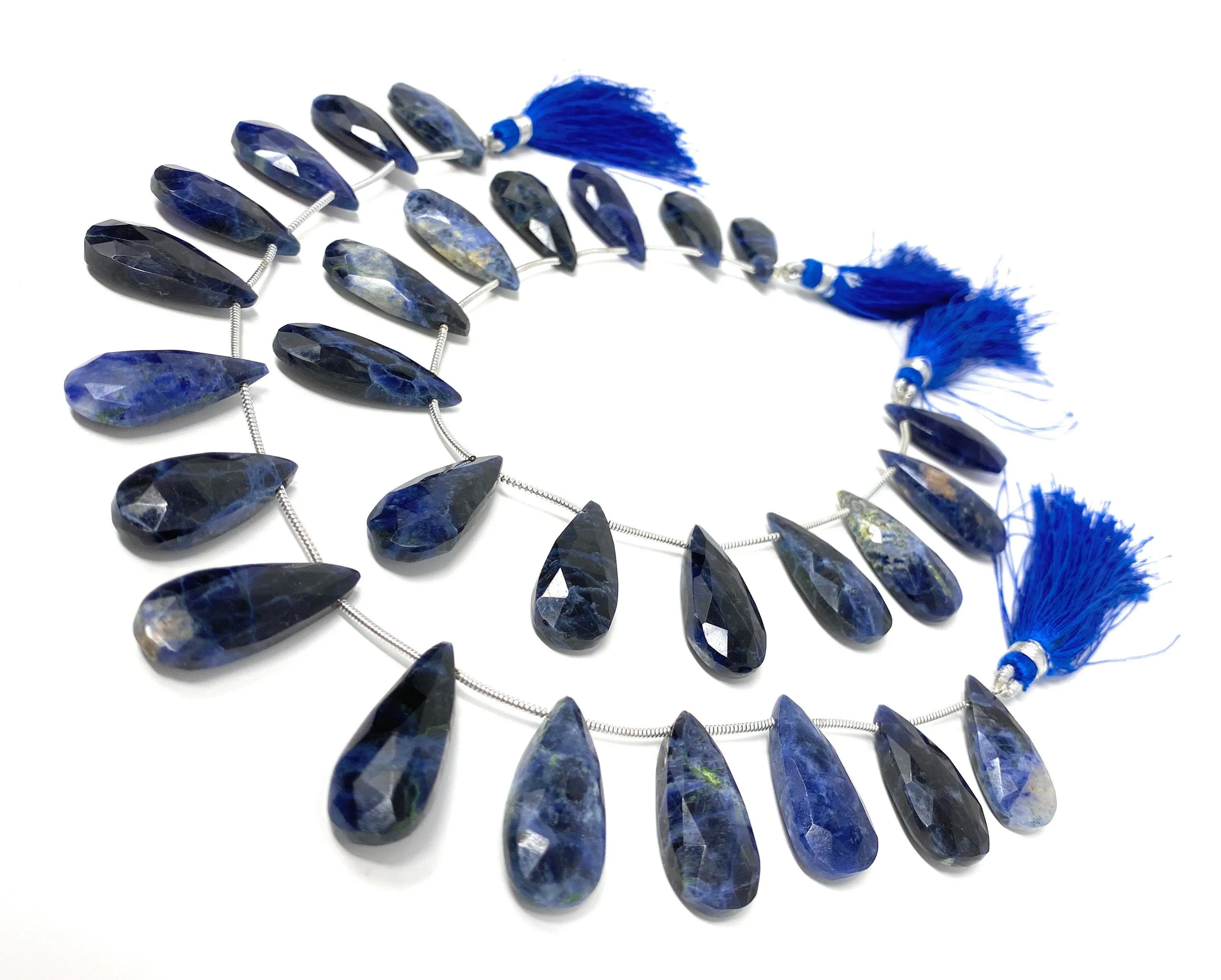 Sodalite Gemstone Beads, Sodalite Faceted Pear Briolette Beads, Jewelry Supplies, 22mm -29mm , 8"Strand/ 12-13 Pcs