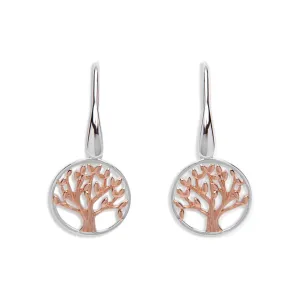Sterling Silver 925 Drop Earrings with Rose Gold Plating ME-584