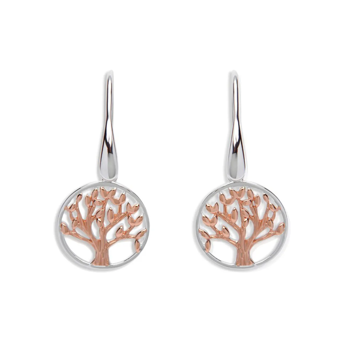 Sterling Silver 925 Drop Earrings with Rose Gold Plating ME-584