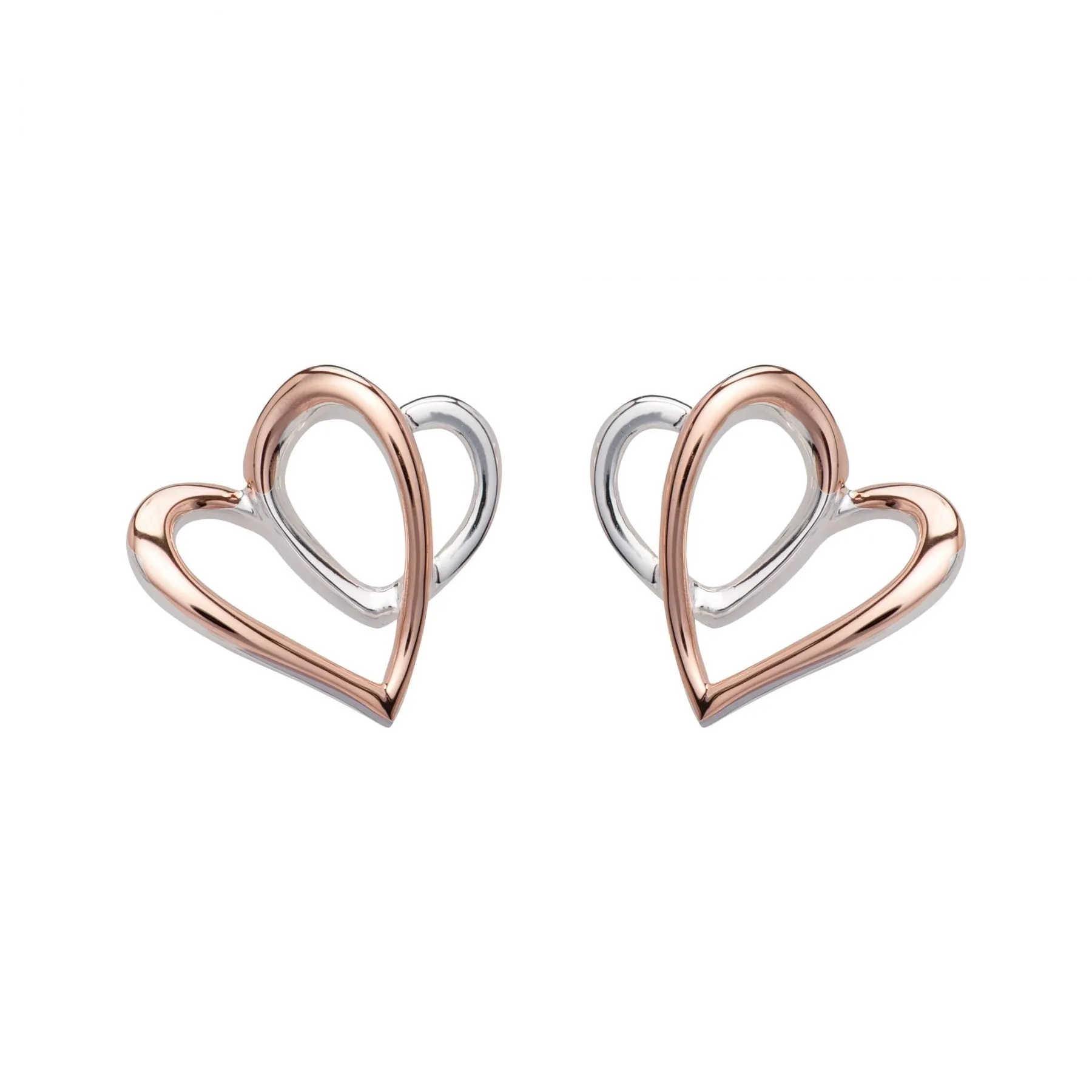 Sterling Silver 925 Stud heart Earrings with Rose Gold Plating ME-770