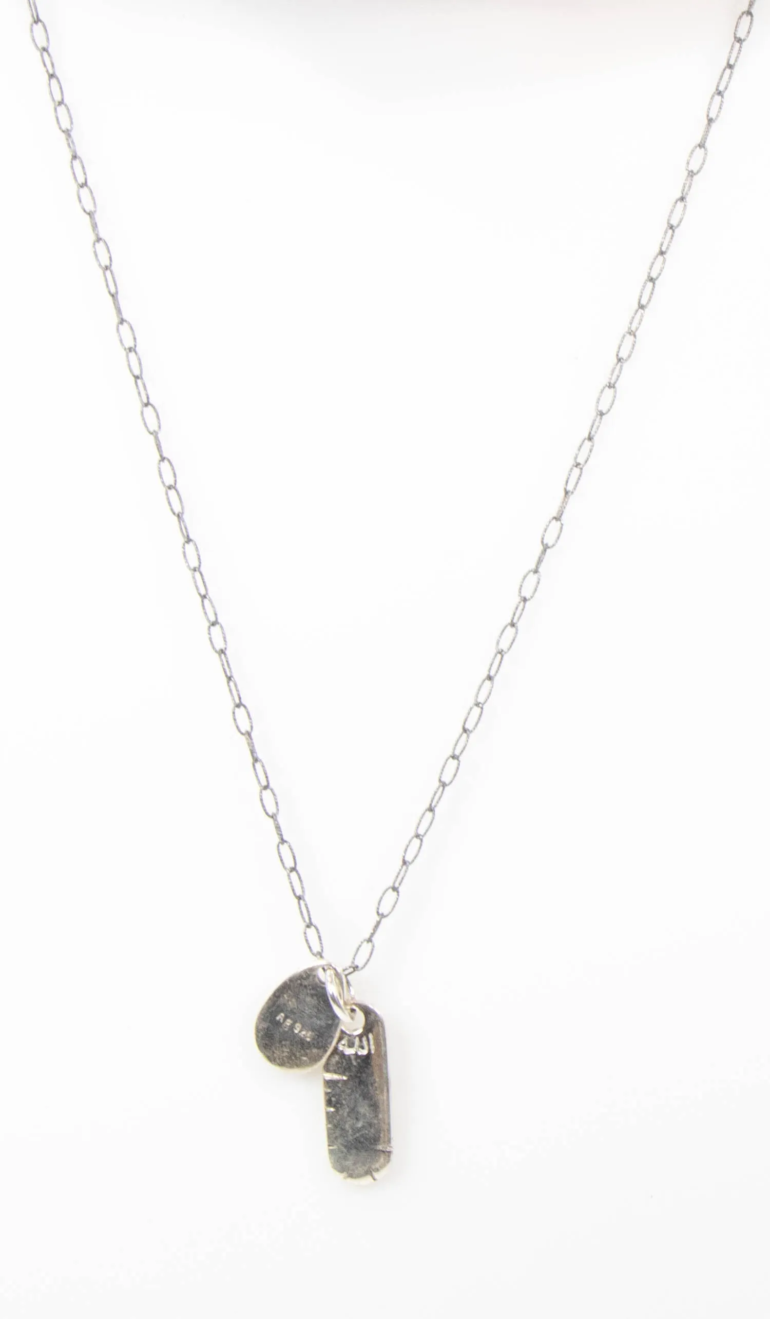 Sterling Silver Antique Look Allah Tag Necklace - FINAL SALE