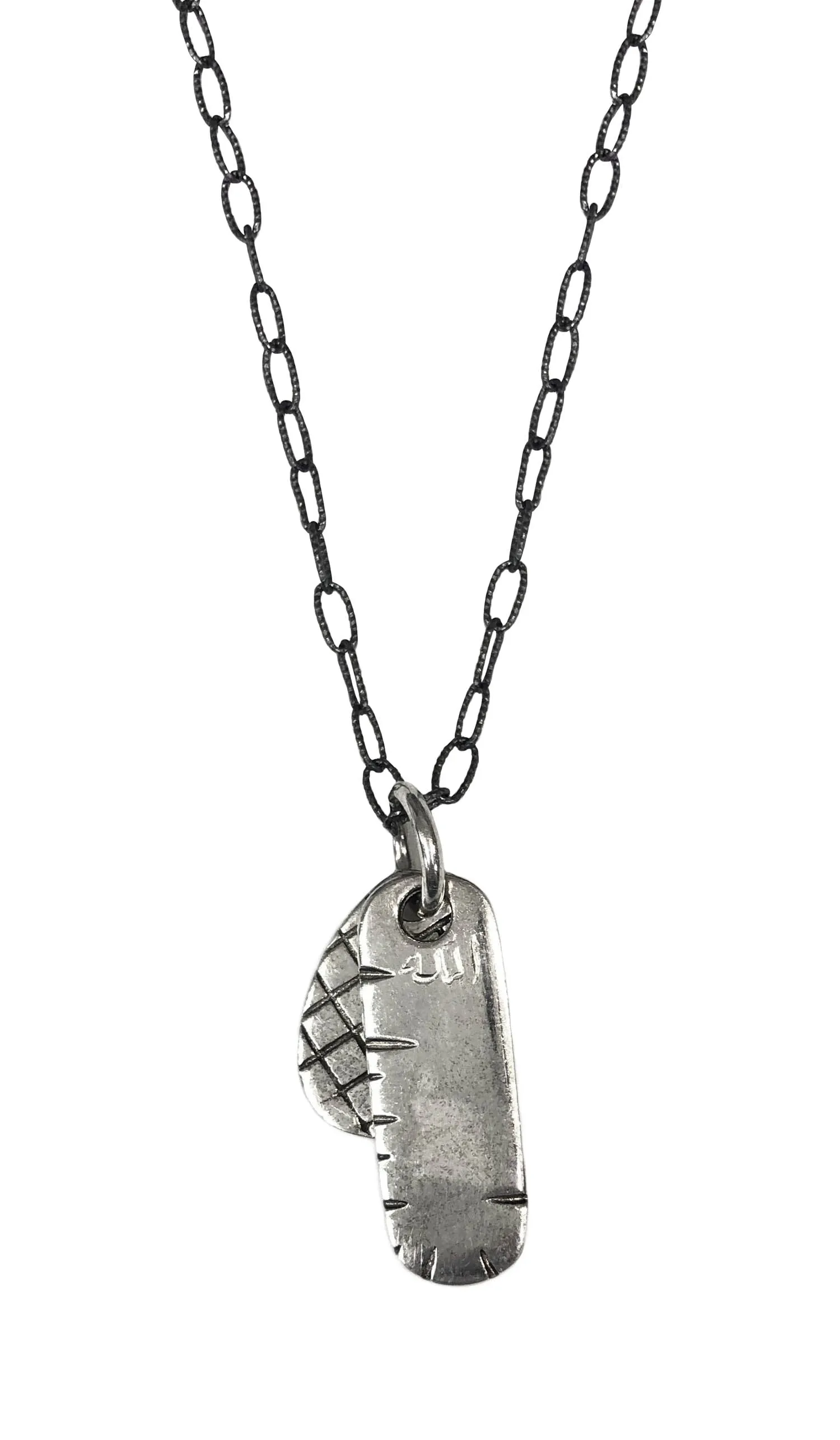 Sterling Silver Antique Look Allah Tag Necklace - FINAL SALE