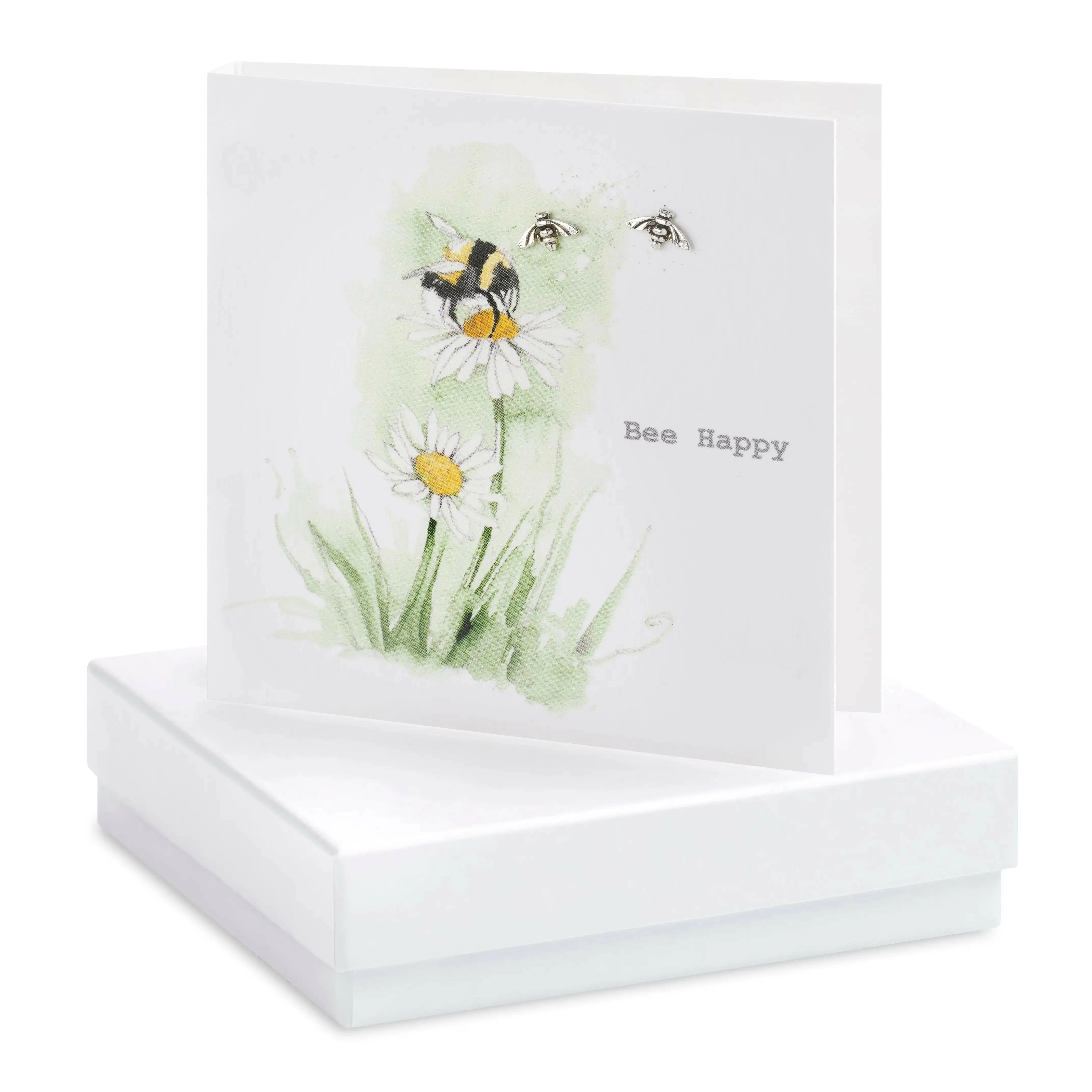 Sterling Silver Bee Stud Earrings on Boxed Card - Unique Gift Idea