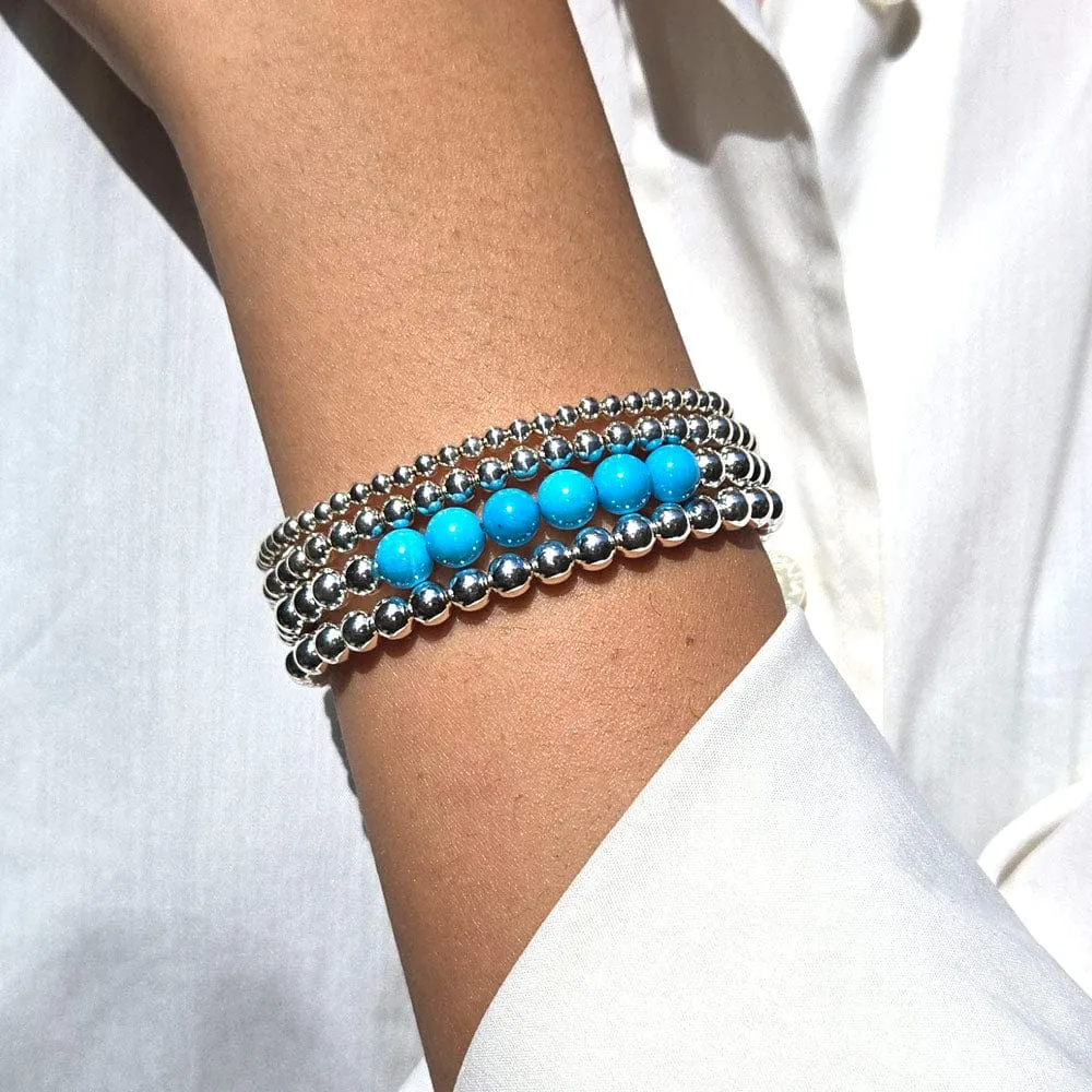 Sterling Silver Bracelet Set 3mm & 4mm Stretch to Fit