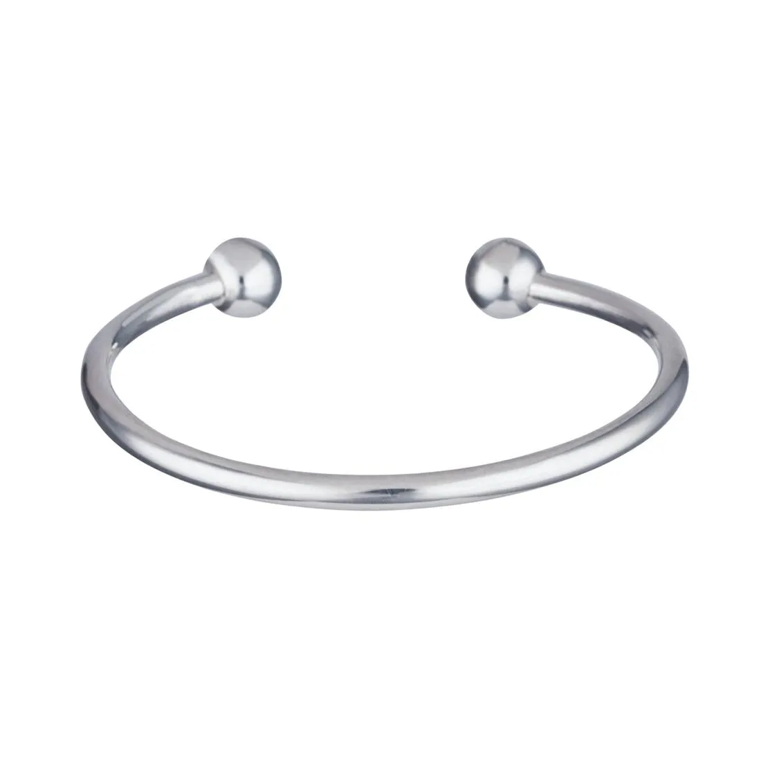 Sterling Silver Chunky Round Tube Torque Bangle - Classic Bracelet