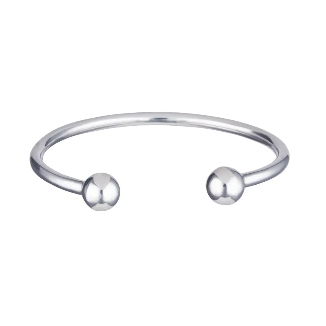 Sterling Silver Chunky Round Tube Torque Bangle - Classic Bracelet