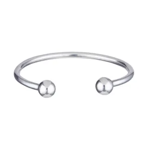 Sterling Silver Chunky Round Tube Torque Bangle - Classic Bracelet