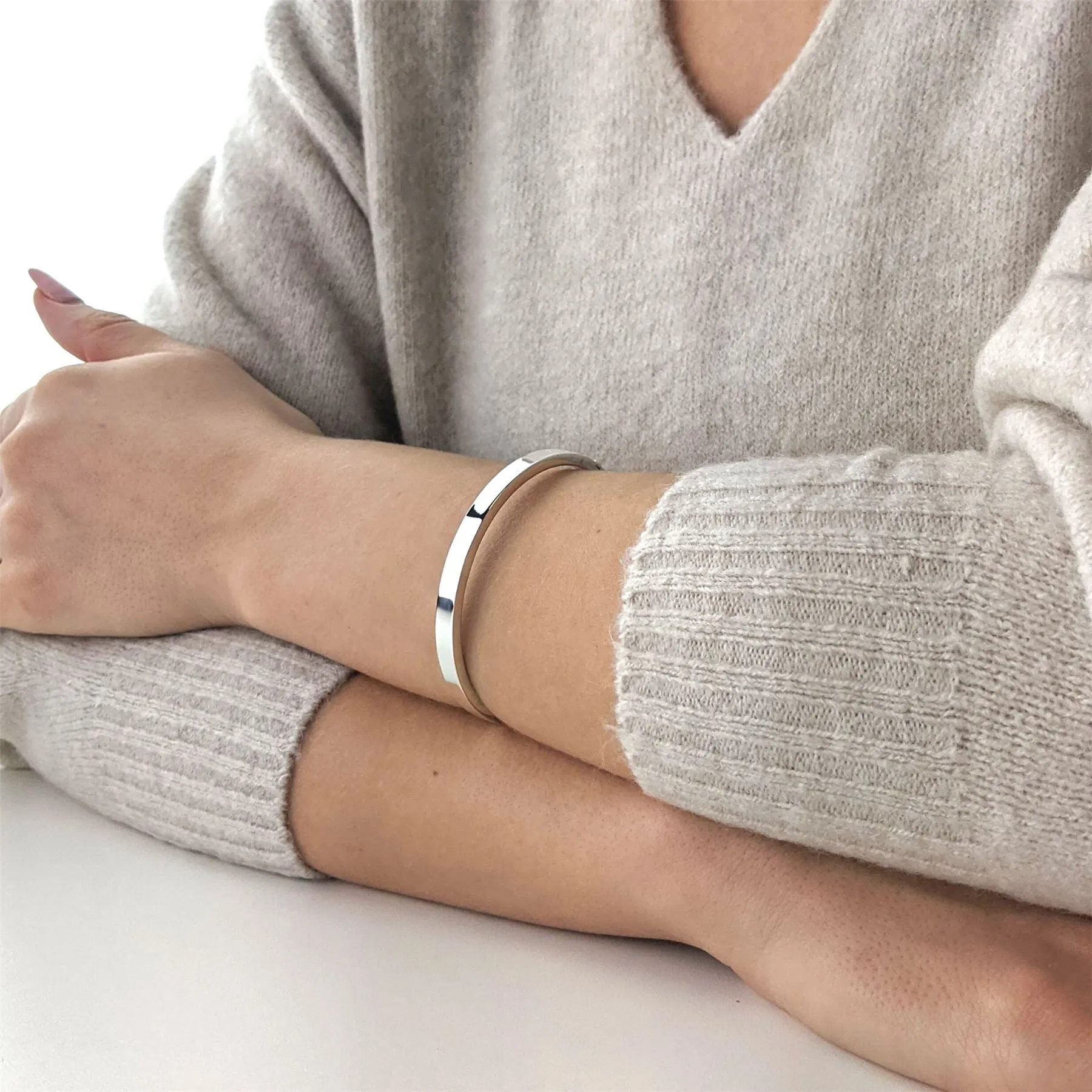 Sterling Silver Classic Hinged Bangle - Chunky Square Tube Design
