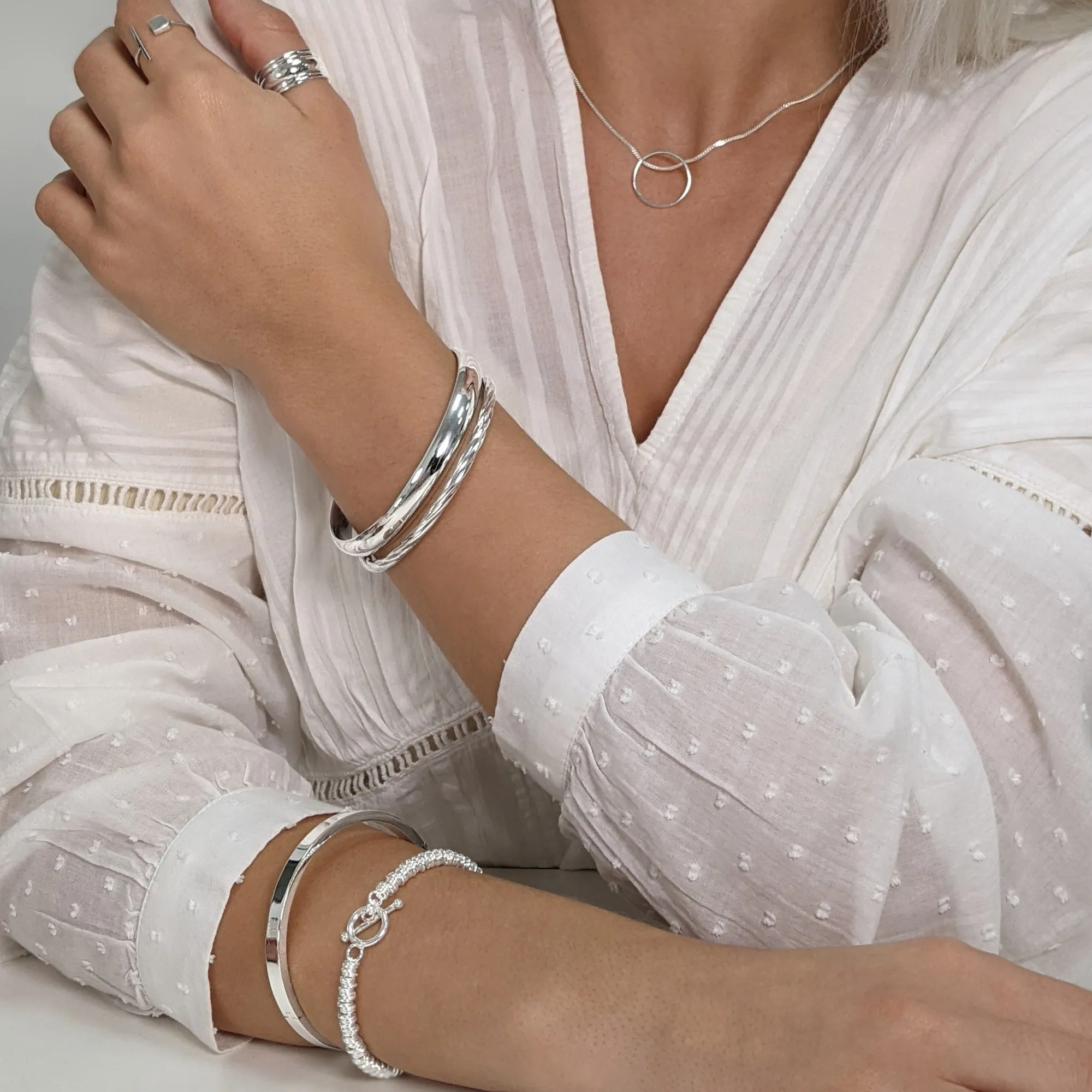 Sterling Silver Classic Hinged Bangle - Chunky Square Tube Design