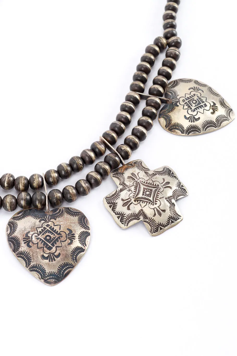 Sterling Silver Cross Hearts Necklace