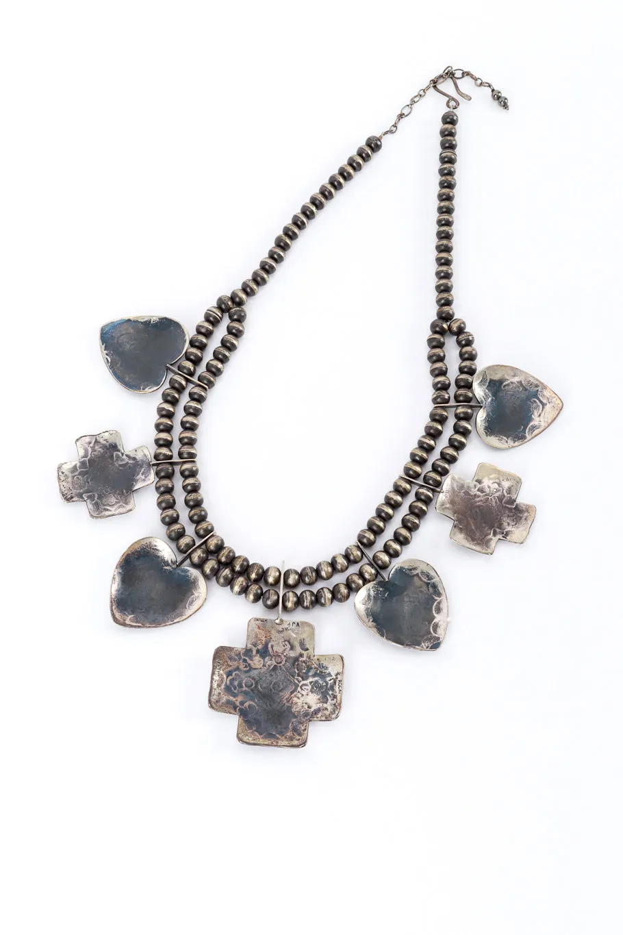 Sterling Silver Cross Hearts Necklace