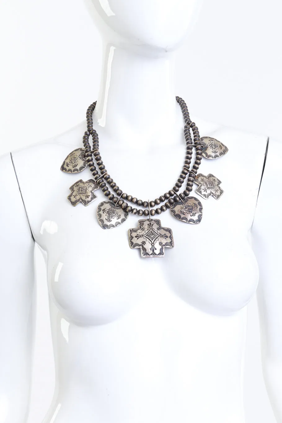 Sterling Silver Cross Hearts Necklace