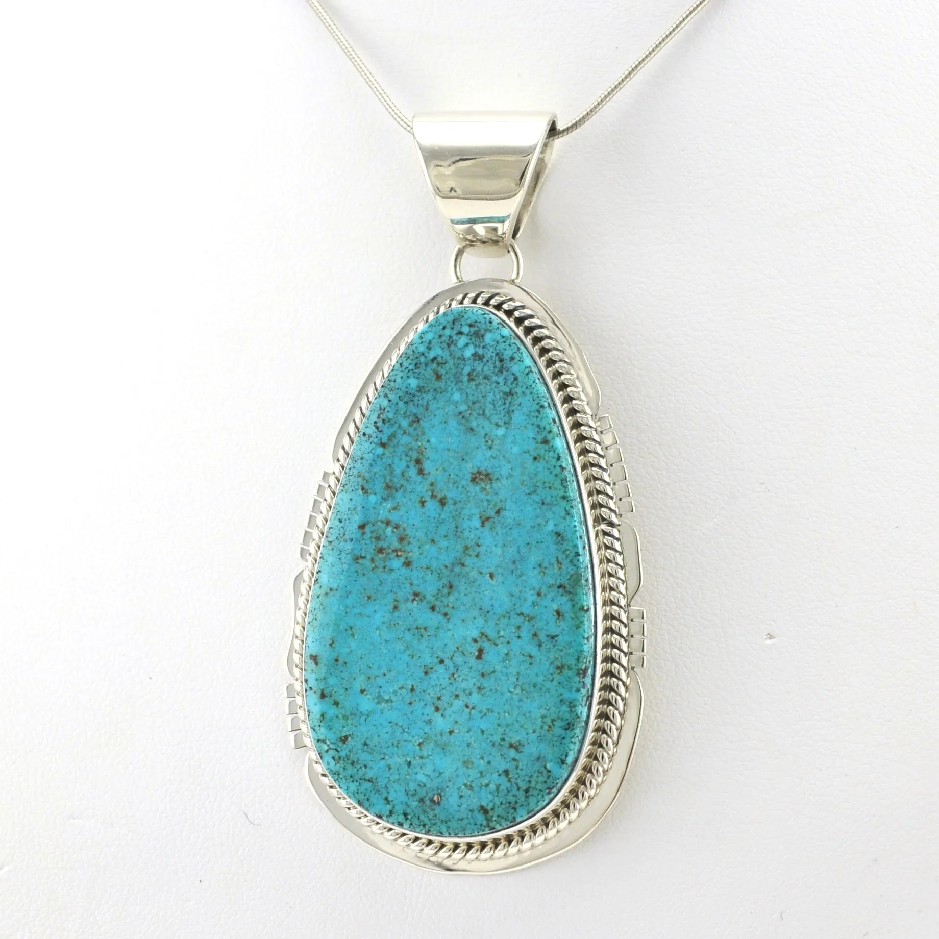 Sterling Silver Kingman Turquoise Pendant by Lucy Jake