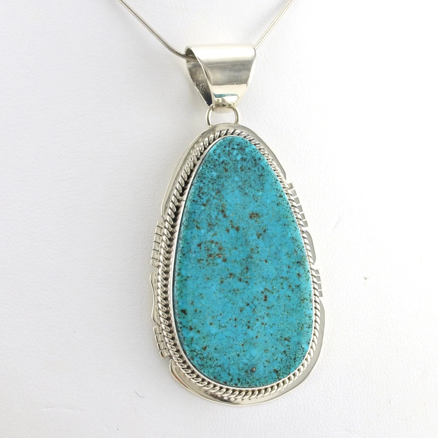 Sterling Silver Kingman Turquoise Pendant by Lucy Jake