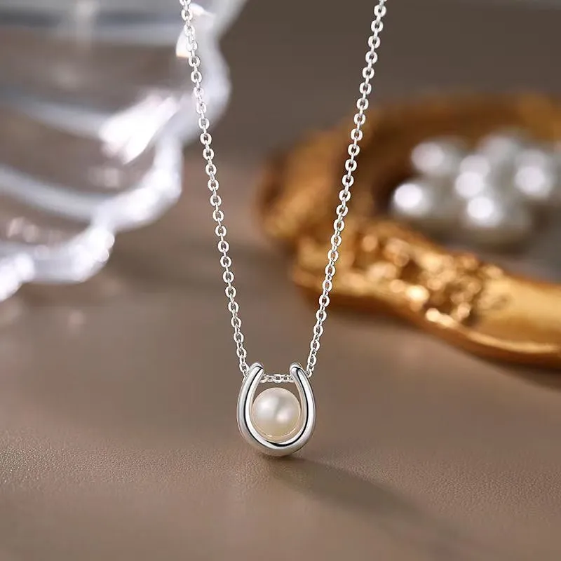 Sterling Silver Natural Pearl Necklace