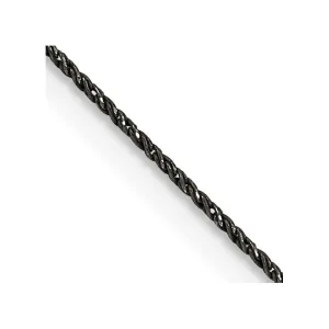 Sterling Silver Ruthenium-plated 0.75mm Twisted Tight Wheat Chain Necklace