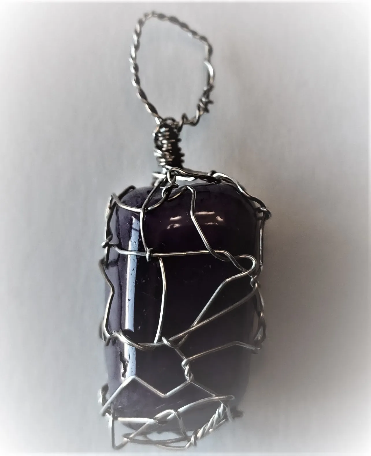 Sterling silver stone wrapped natural stone pendant