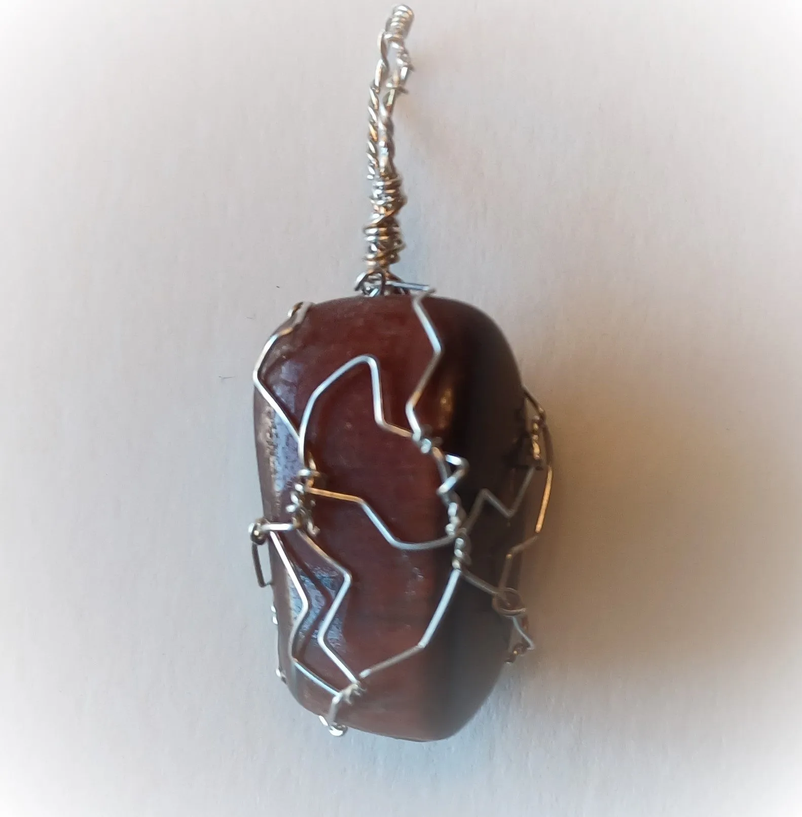 Sterling silver stone wrapped natural stone pendant