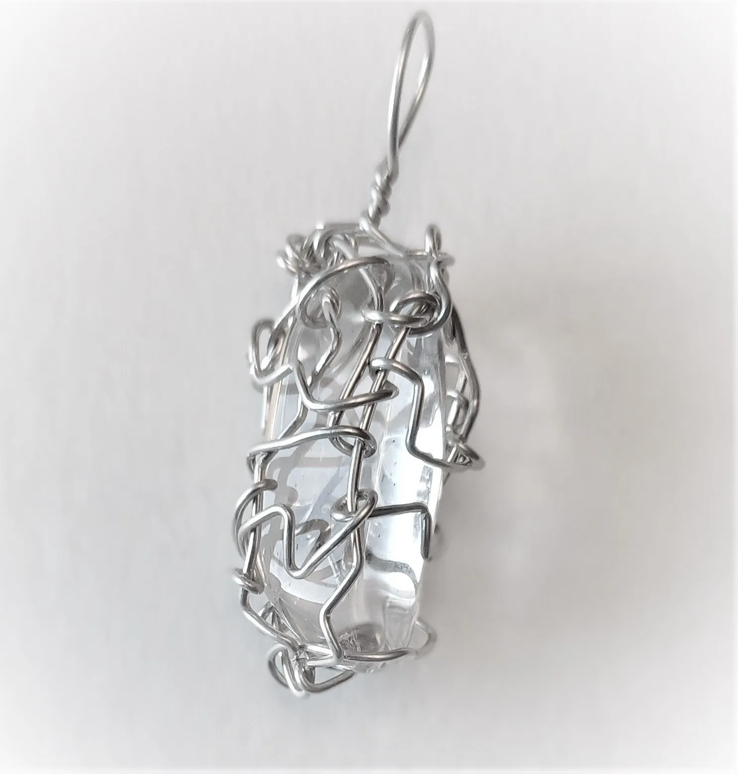 Sterling silver stone wrapped natural stone pendant