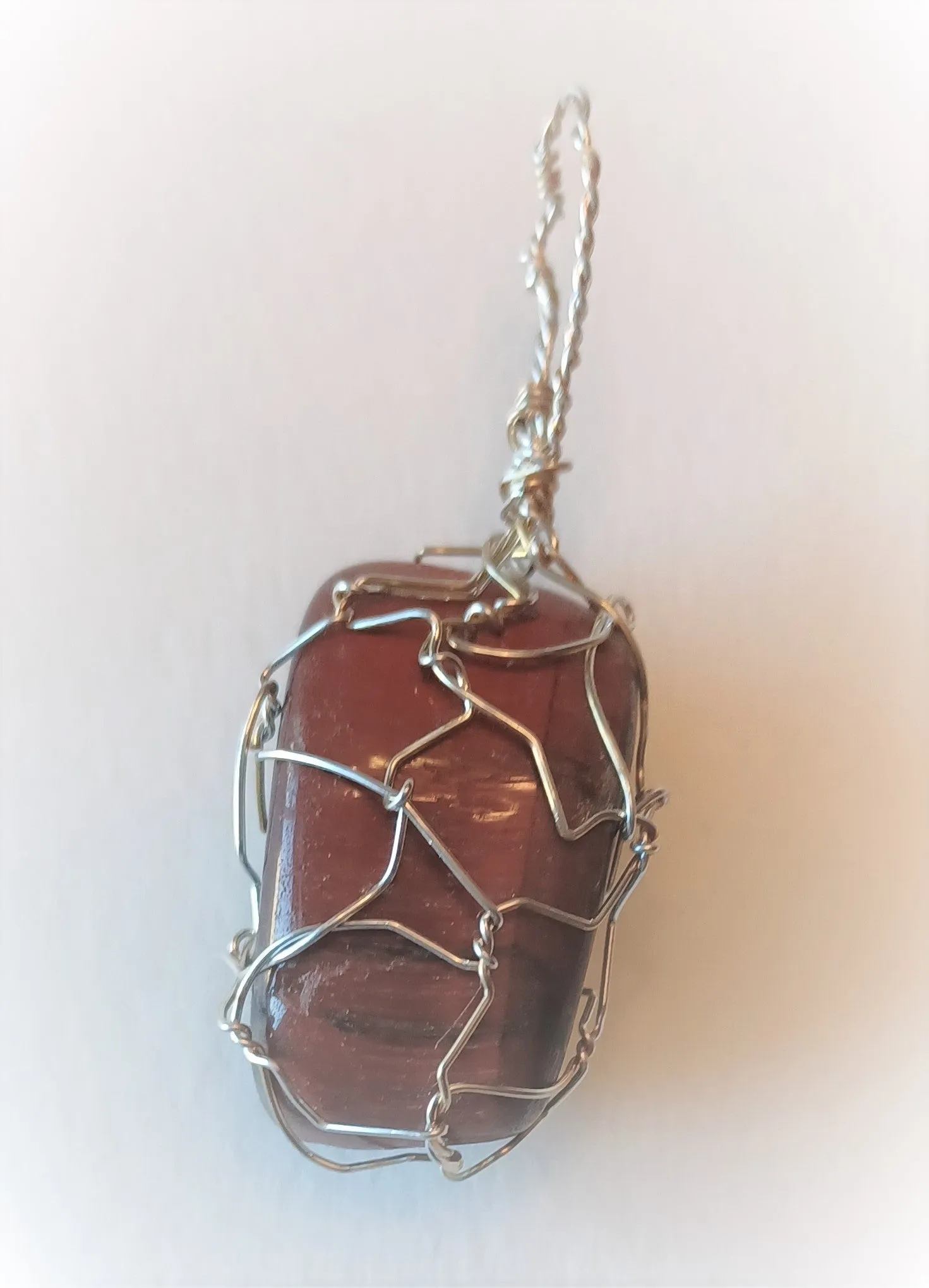 Sterling silver stone wrapped natural stone pendant