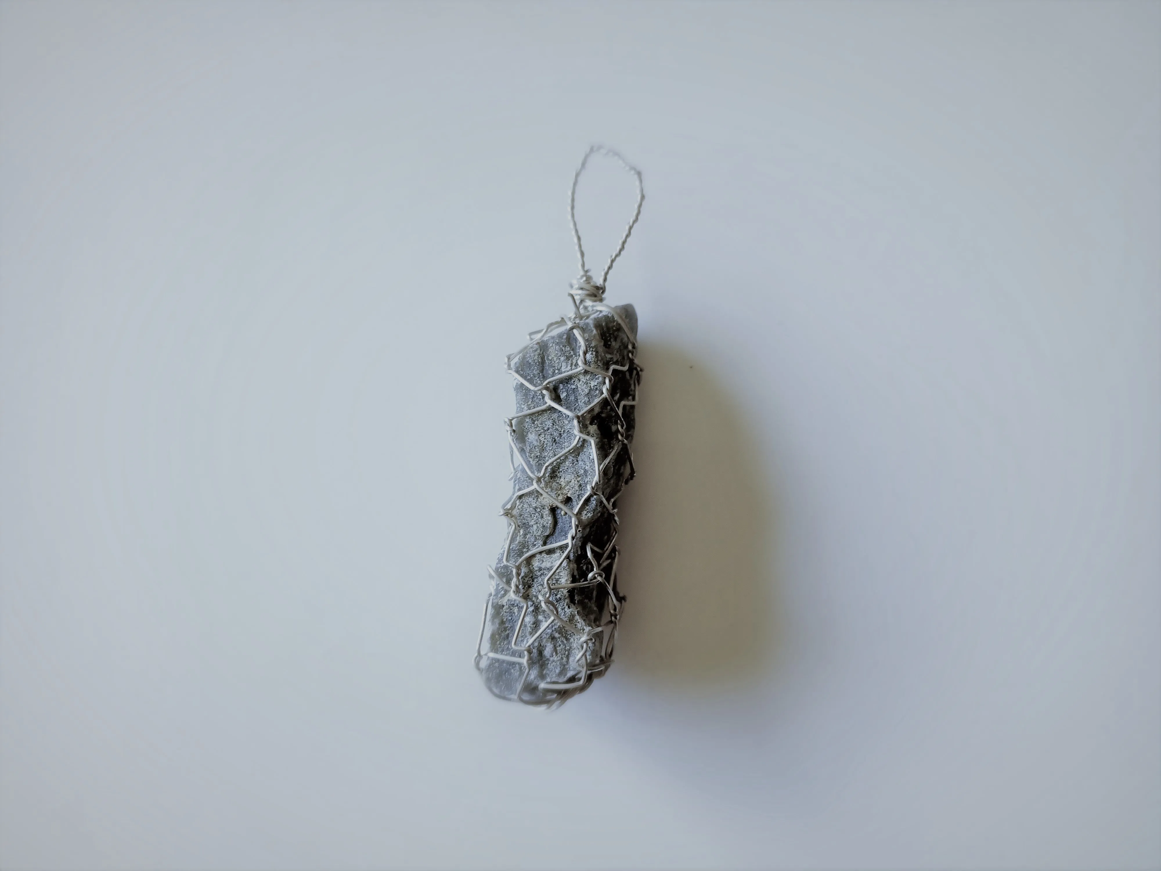 Sterling silver stone wrapped natural stone pendant