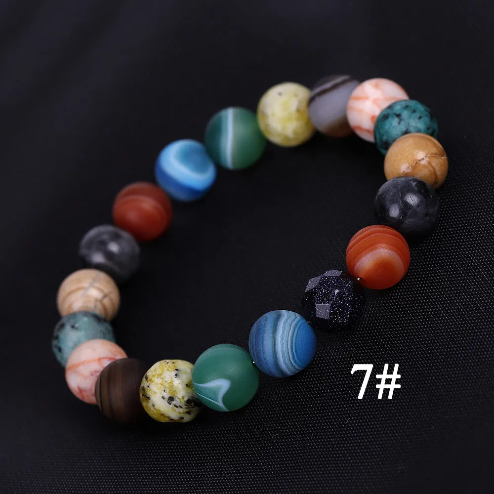 Stunning Solar System Eight Planets Stone Bracelet