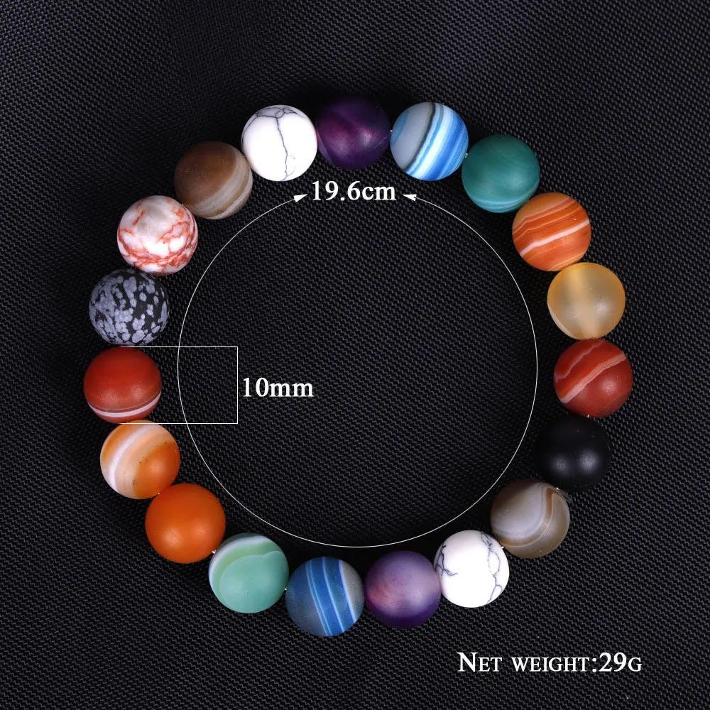Stunning Solar System Eight Planets Stone Bracelet